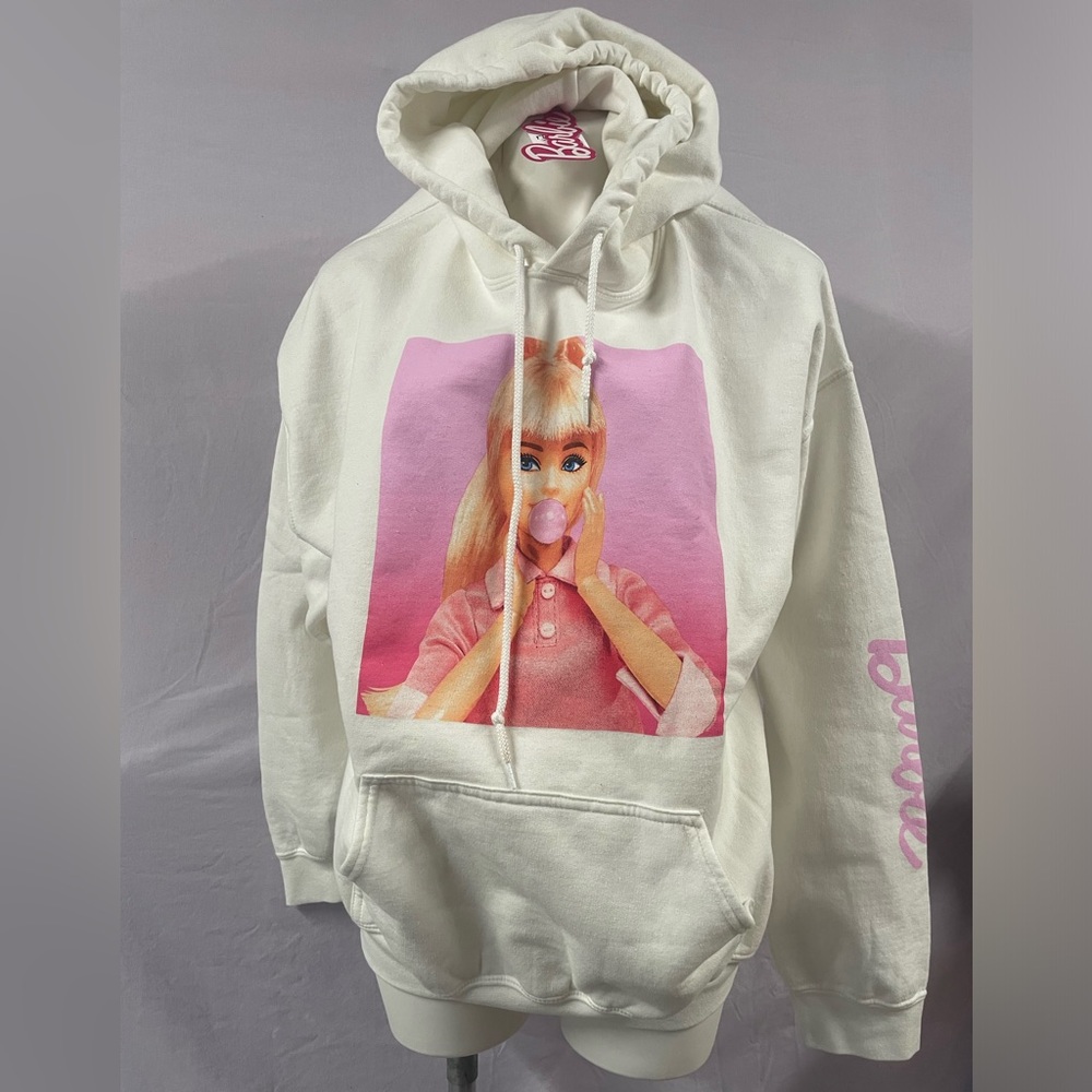 Brand New Rue 21 White Barbie Hoodie Bubble Gum Doll Size Women's XL and Large